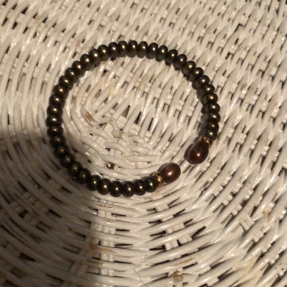 Brown pearl bead bracelet loose fitting - Picture 1 of 2